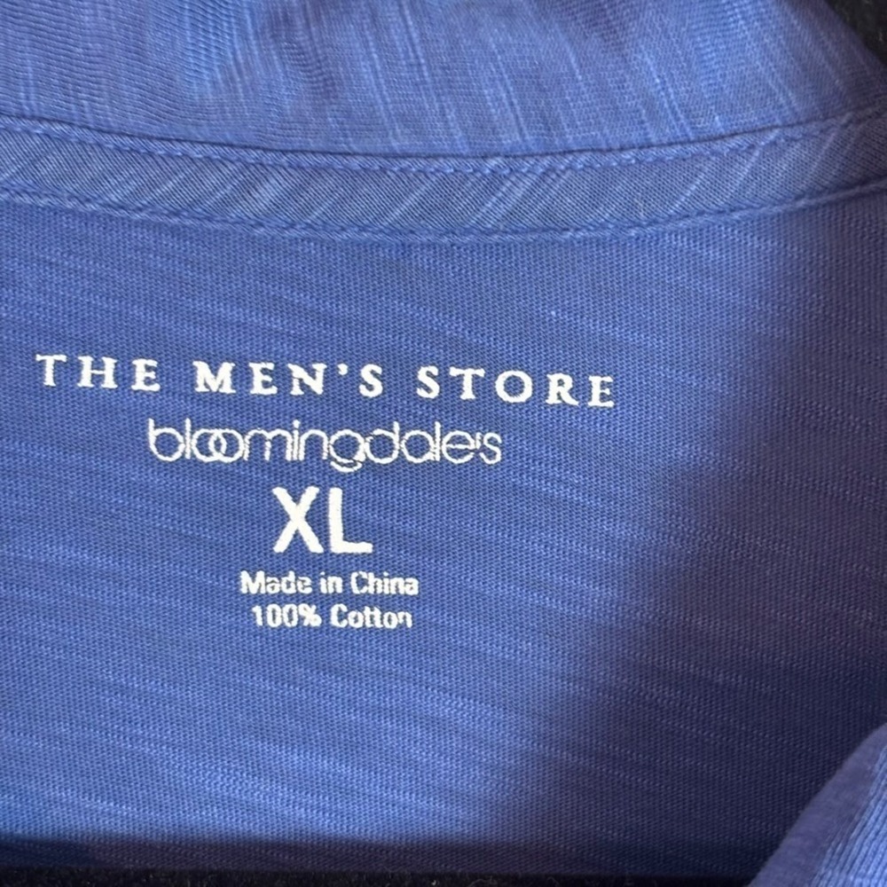 bloomingdales The Mens Store Blue 100% Cotton Short Sleeve Polo Top XL Classic - Picture 4 of 9